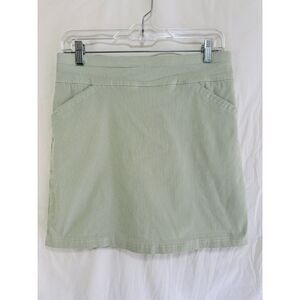Mario Serrani Comfort Stretch Skort Green Seersucker Design Size M Pockets